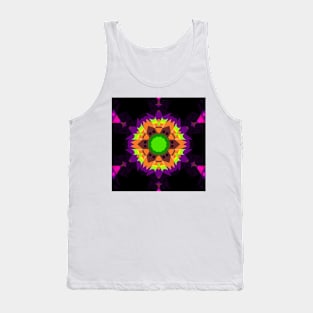 Retro Mandala Flower Green Orange and Purple Tank Top